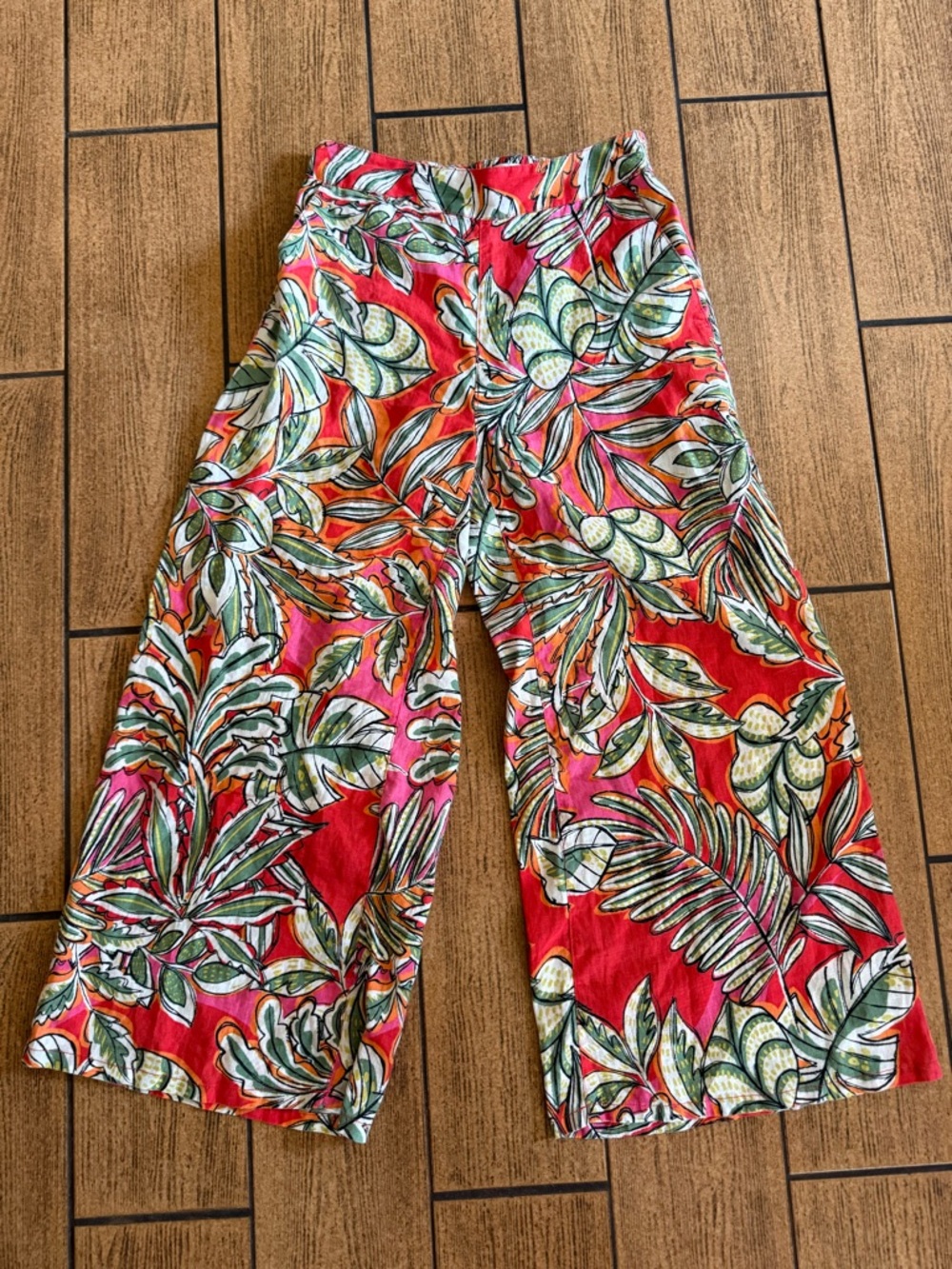 C&C California Red Tropical Print Straight-Leg Pants